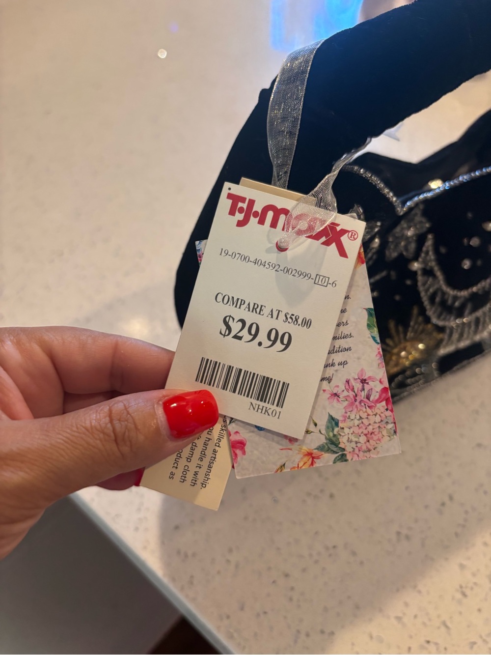 T.J.Maxx Black Beaded Clutch with Silver Accent